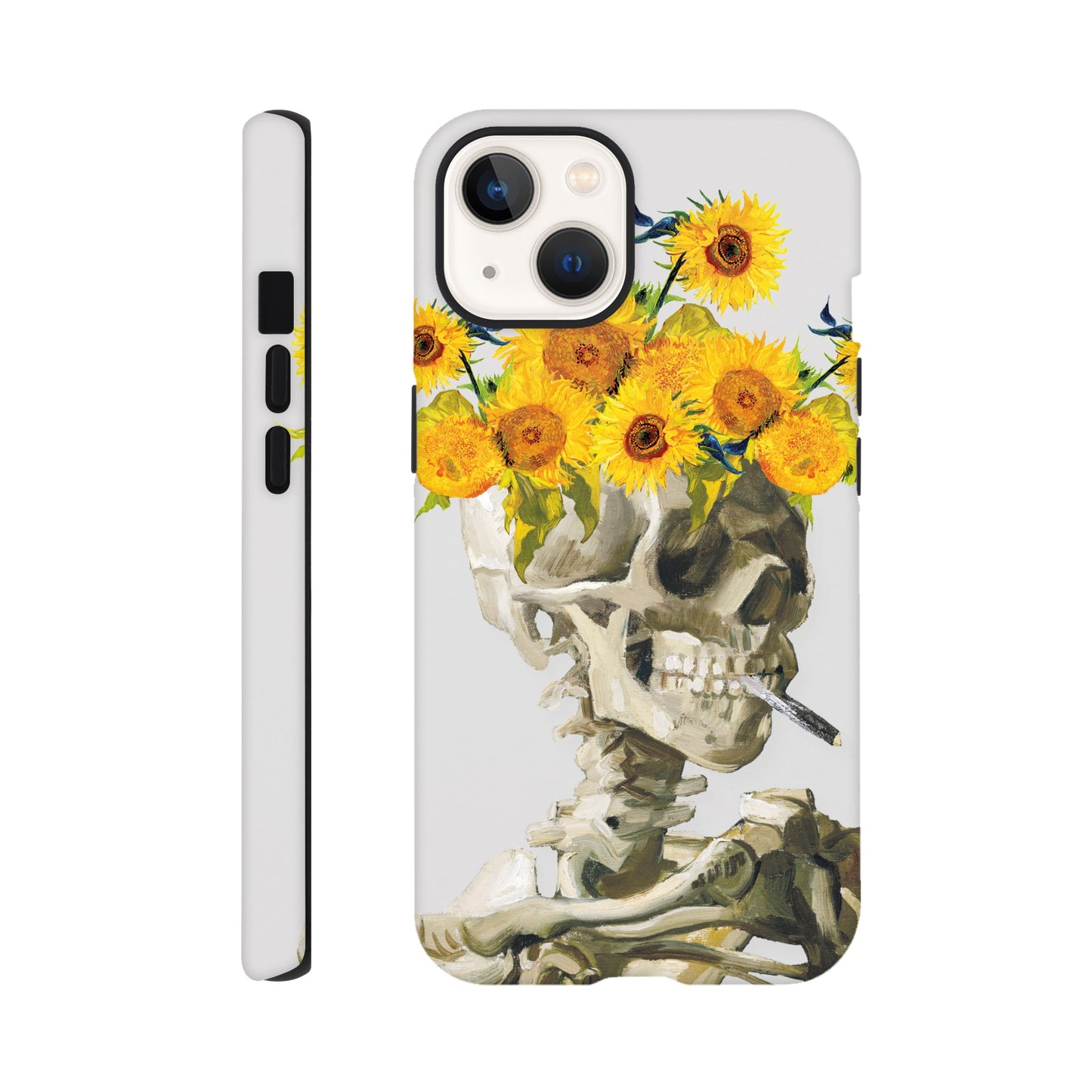 Head of a skeleton with sunflower crown - Phone Case