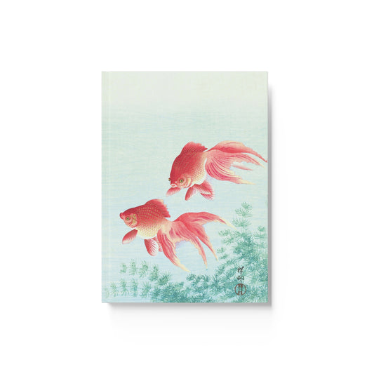 Two veil goldfish By Ohara Koson - Notebook
