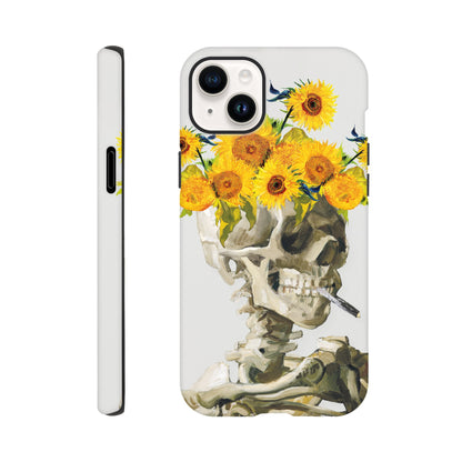 Head of a skeleton with sunflower crown - Phone Case