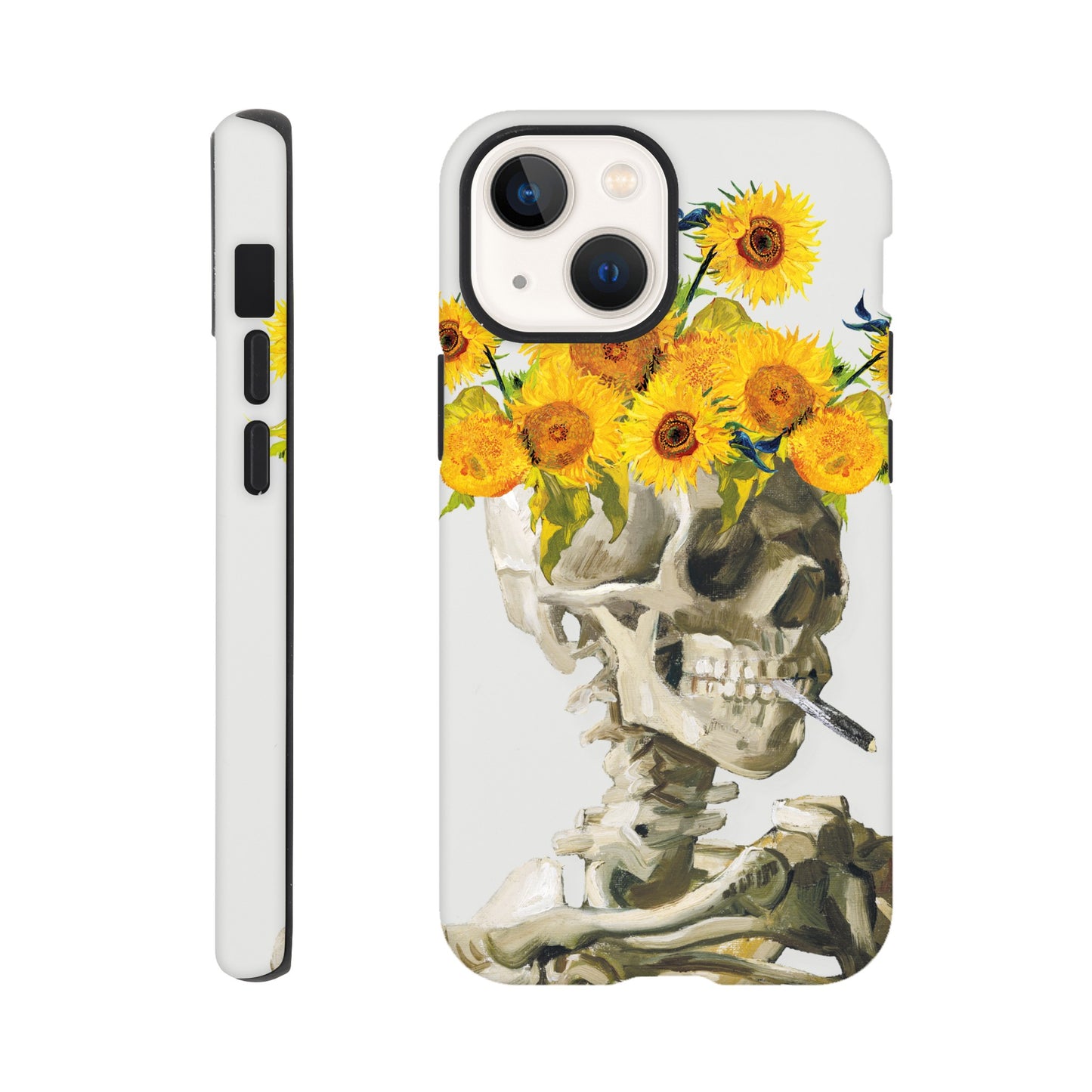 Head of a skeleton with sunflower crown - Phone Case