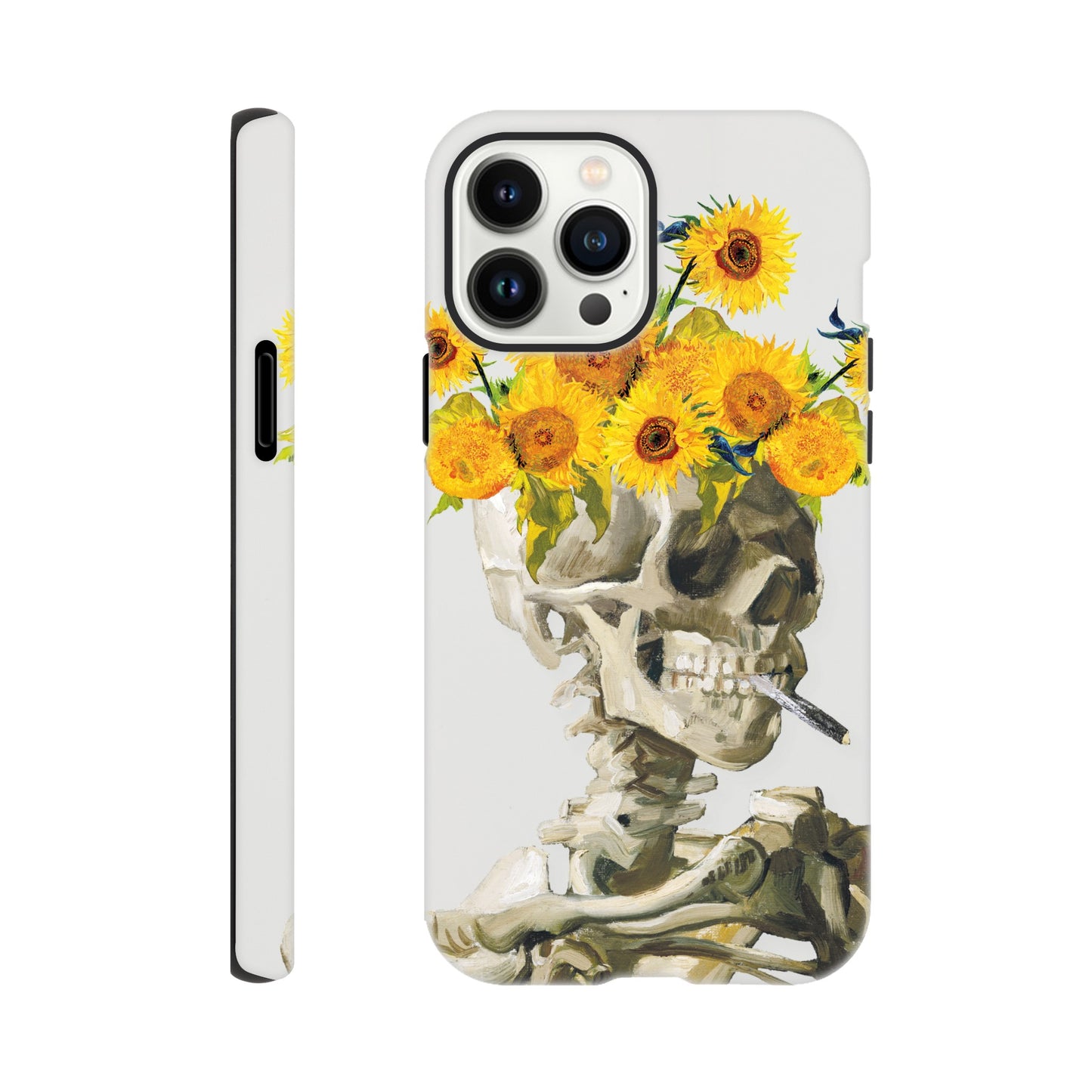 Head of a skeleton with sunflower crown - Phone Case