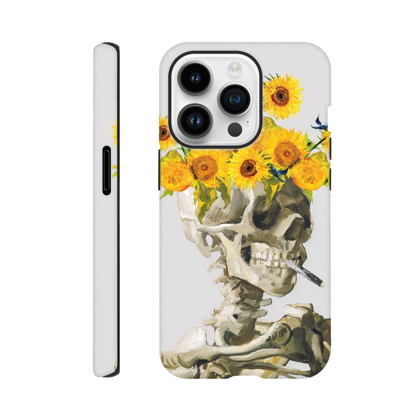 Head of a skeleton with sunflower crown - Phone Case