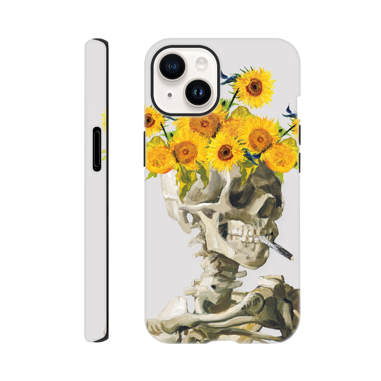 Head of a skeleton with sunflower crown - Phone Case