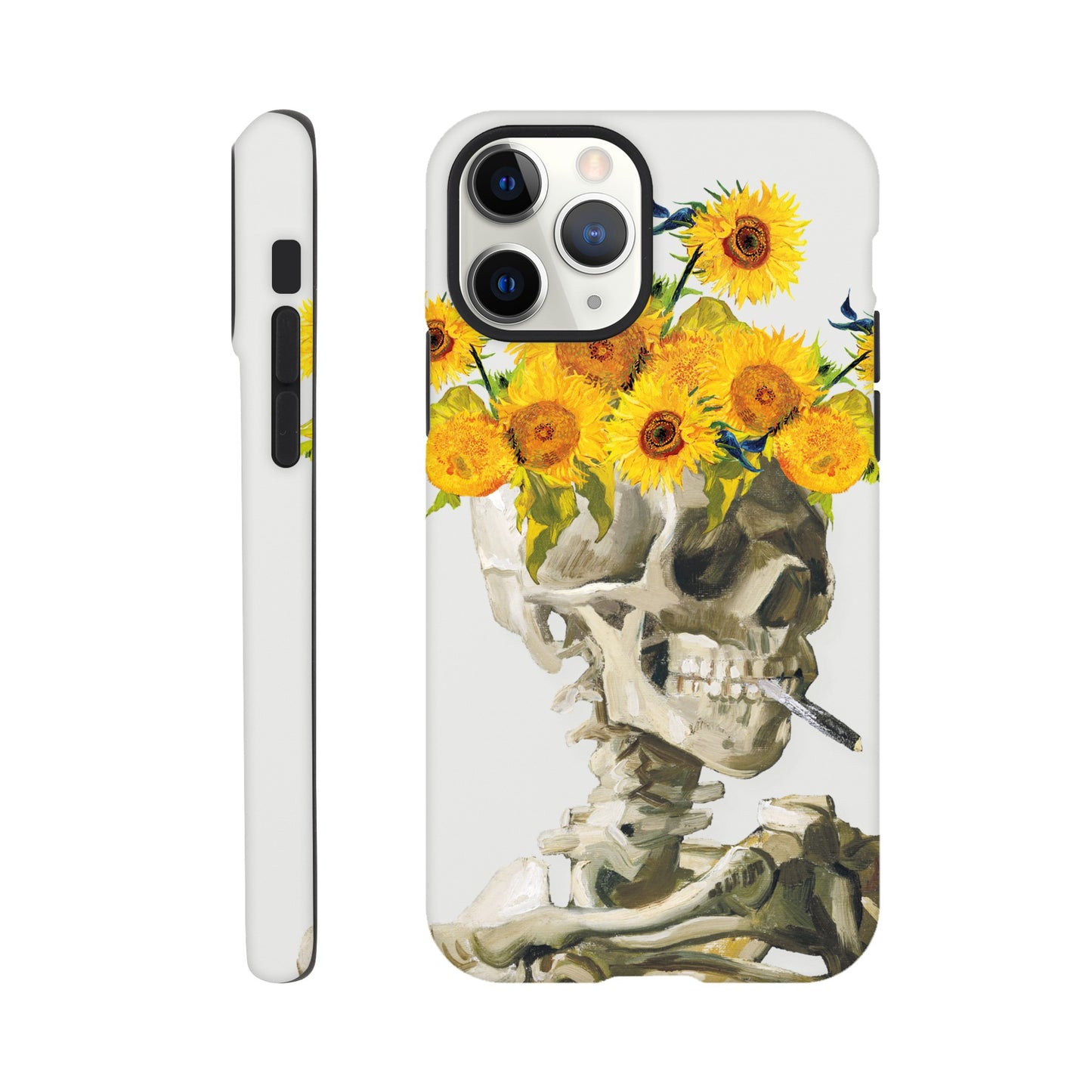 Head of a skeleton with sunflower crown - Phone Case