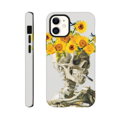 Head of a skeleton with sunflower crown - Phone Case