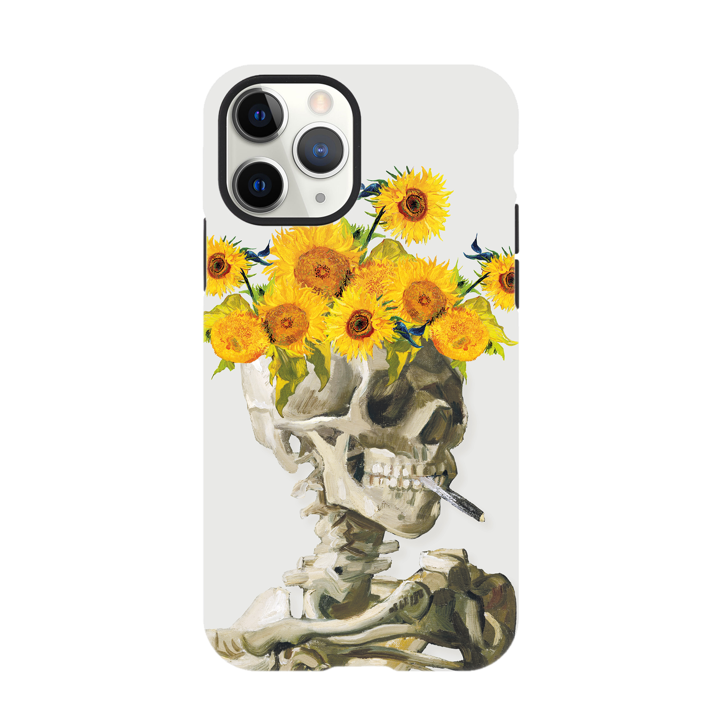 Head of a skeleton with sunflower crown - Phone Case