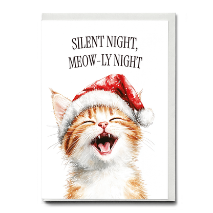 Silent night, meow-ly night - Greeting Card