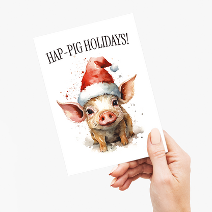 Hap-pig Holidays! - Greeting Card