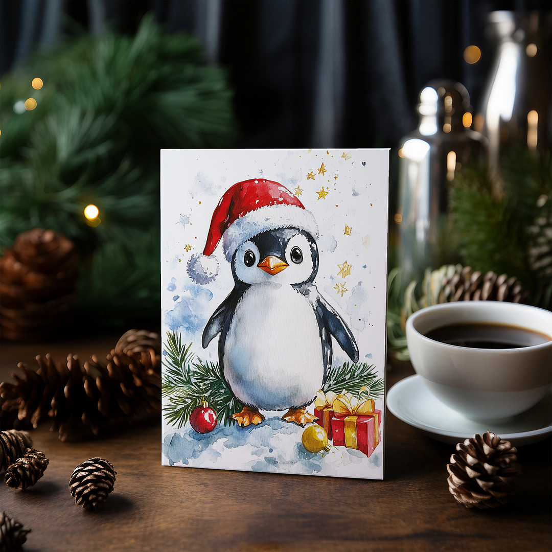 Christmas Penguin - Greeting Card