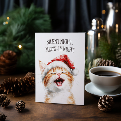 Silent night, meow-ly night - Greeting Card