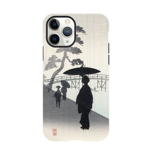 Geisha with umbrella silhouette woodblock - Phone Case Sturdy