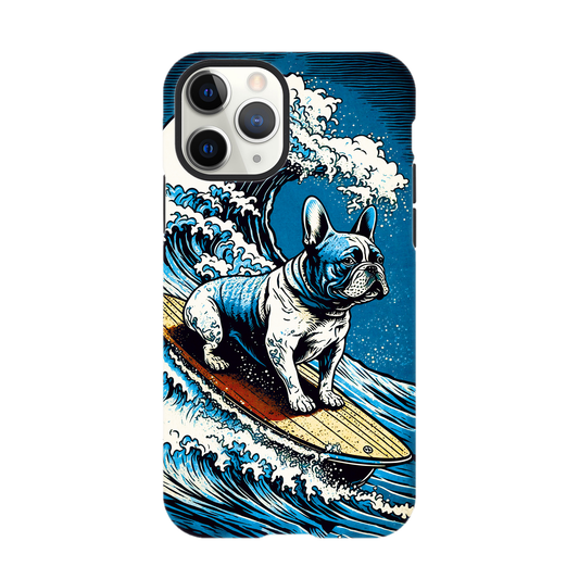 French bulldog surfing on the great wave - Phone Case Sturdy