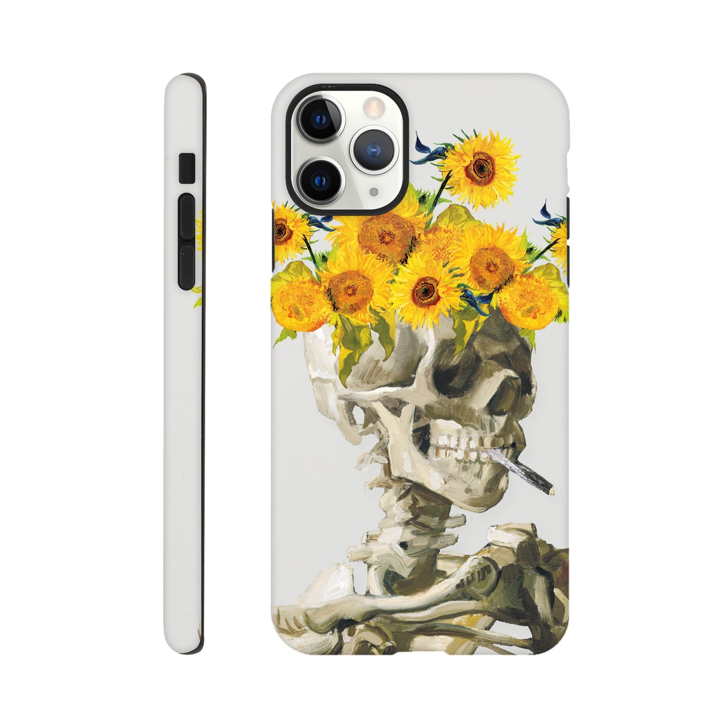 Head of a skeleton with sunflower crown - Phone Case