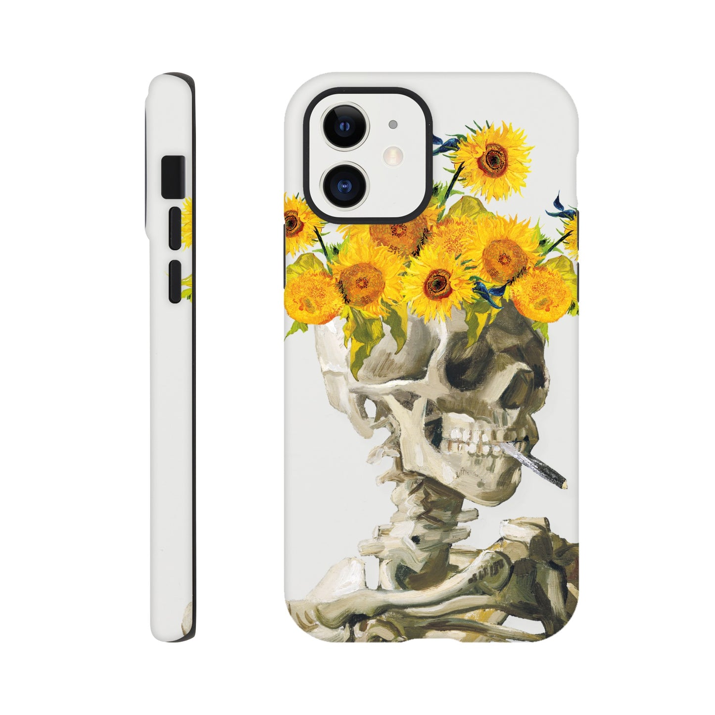 Head of a skeleton with sunflower crown - Phone Case