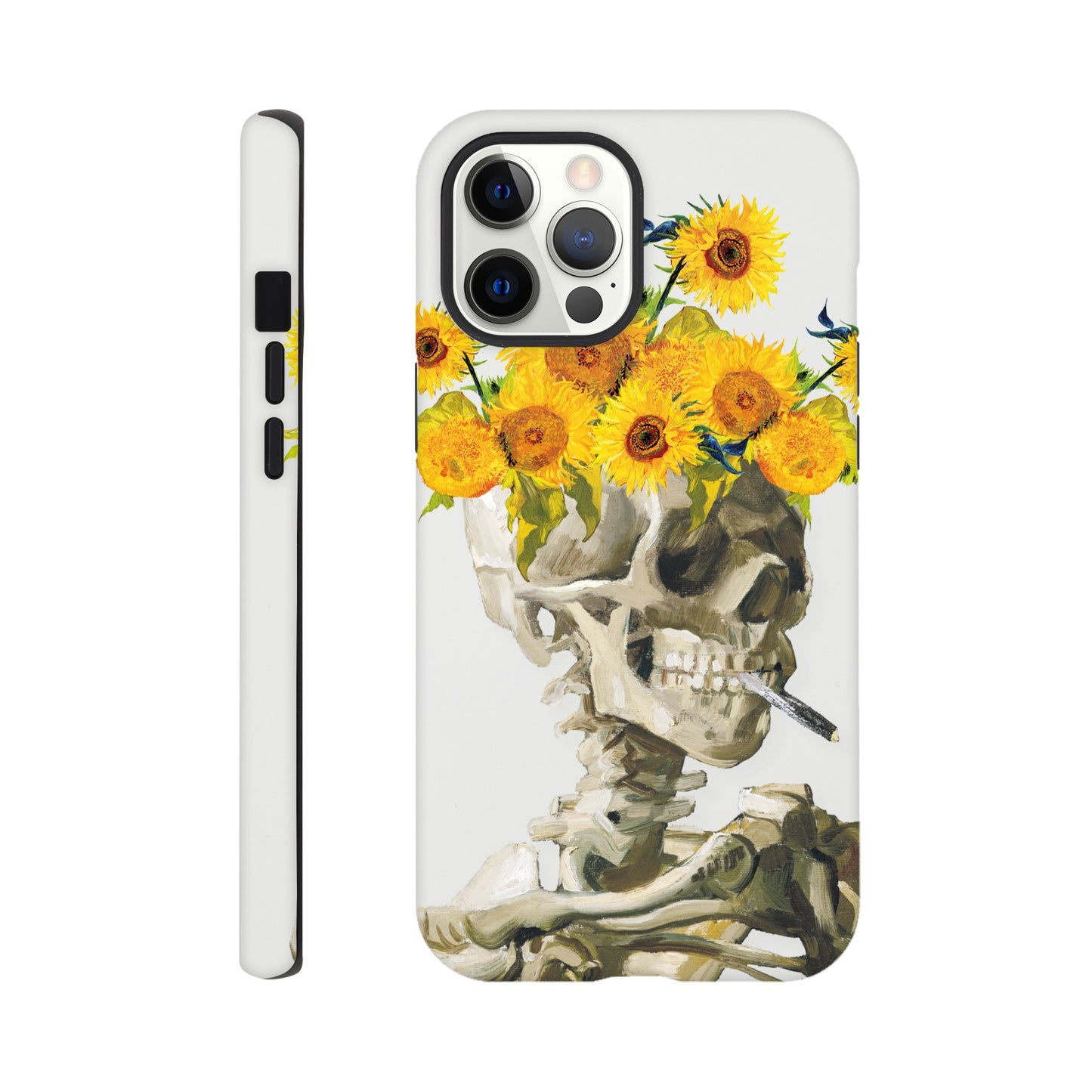 Head of a skeleton with sunflower crown - Phone Case