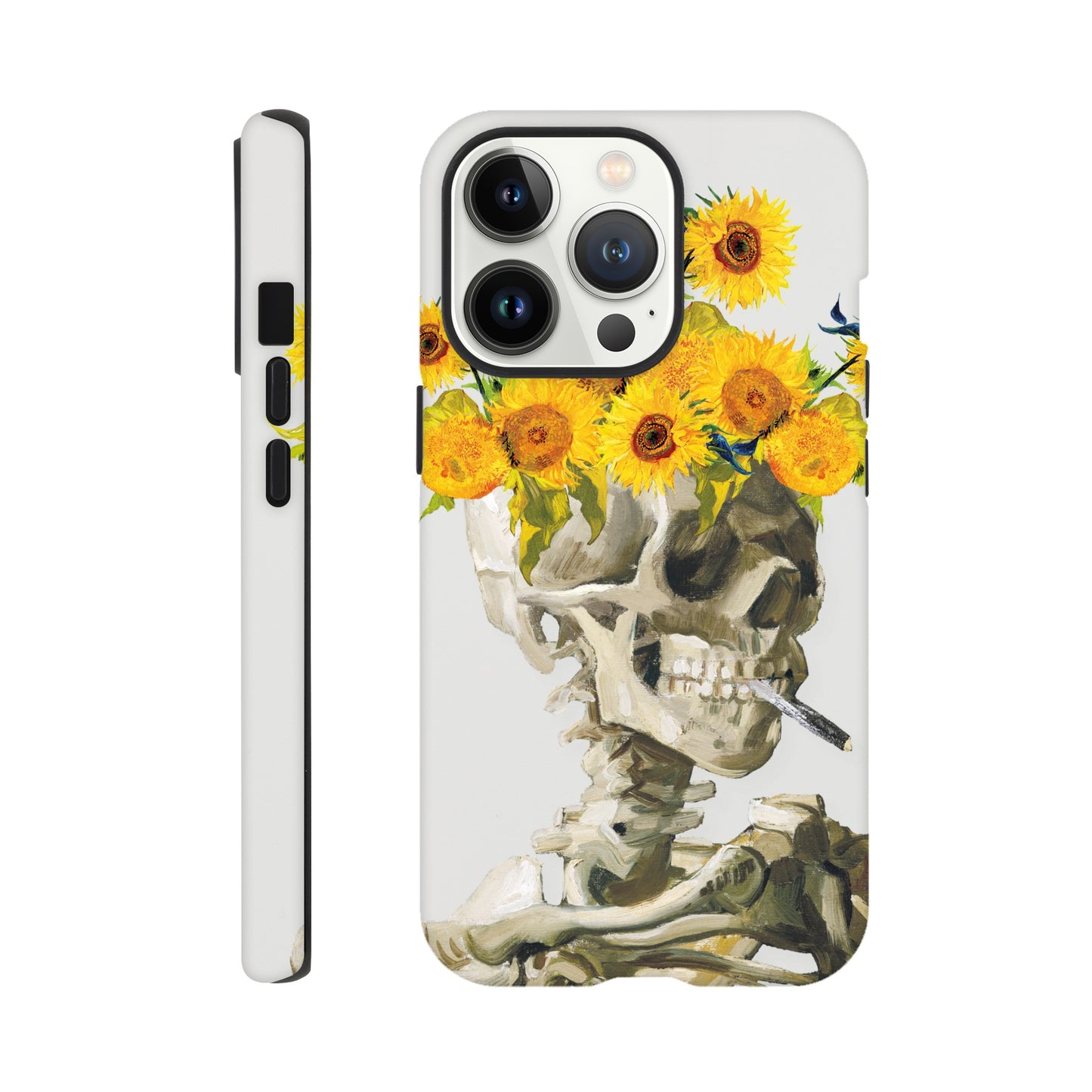 Head of a skeleton with sunflower crown - Phone Case