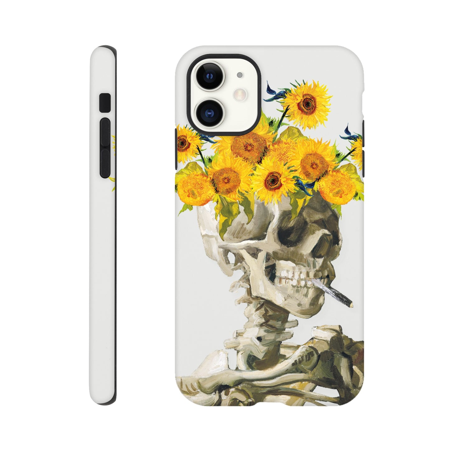 Head of a skeleton with sunflower crown - Phone Case