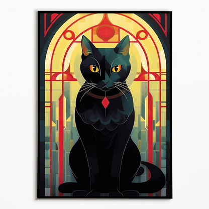 Elegant black cat II - Art Print