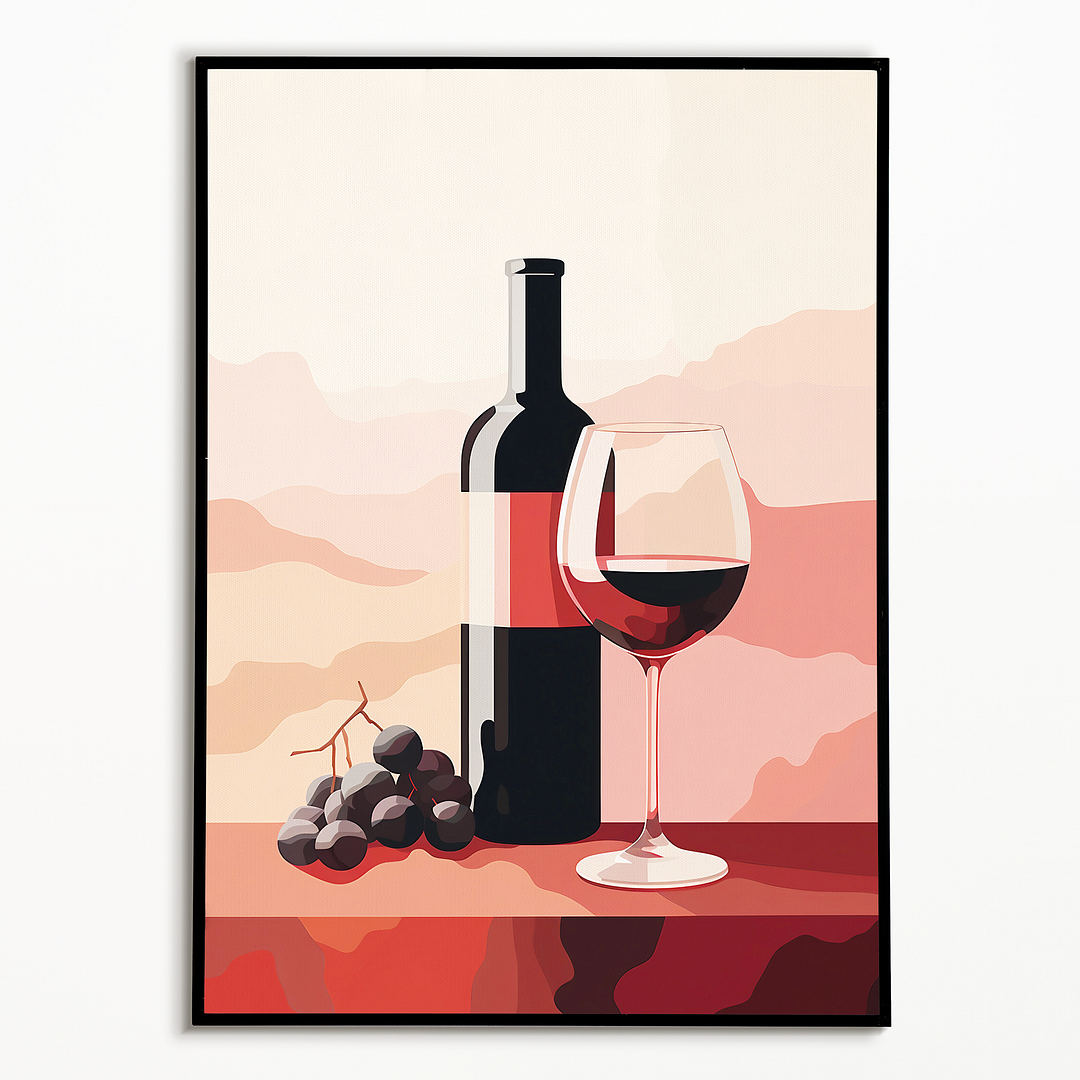 Bottle of red wine - Art Print