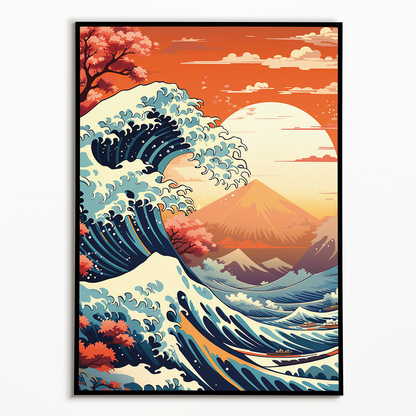 Great wave art deco style - Art Print