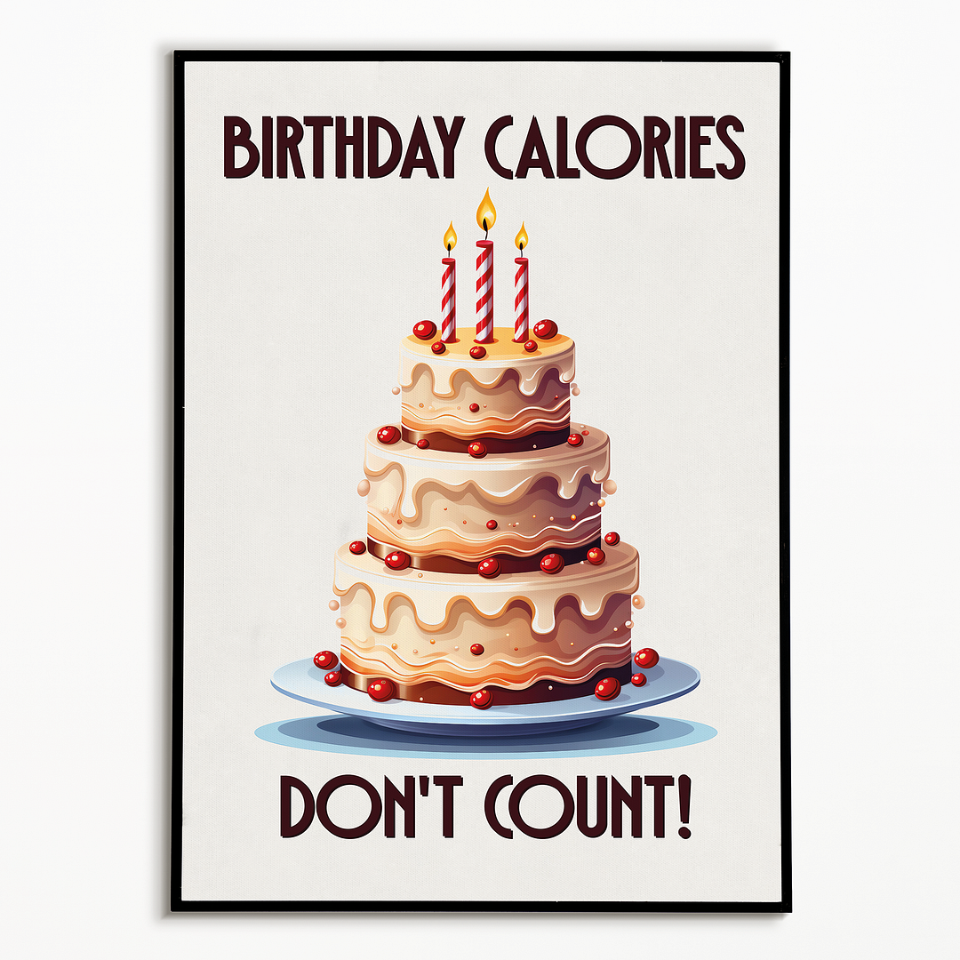 Birthday calories don't count! Chocolate cake (Art Deco) - Art Print