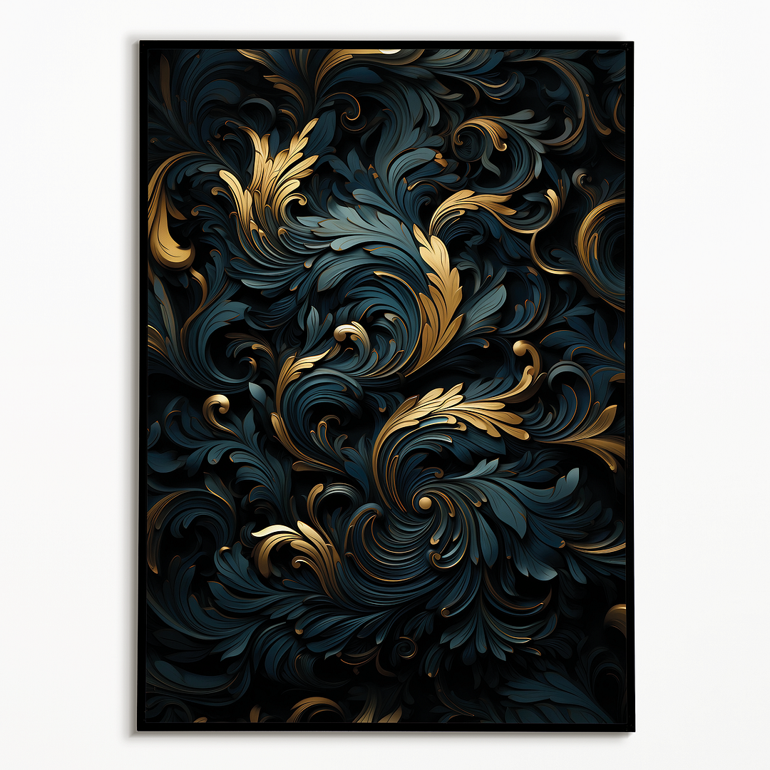 Black and gold art deco pattern - Art Print