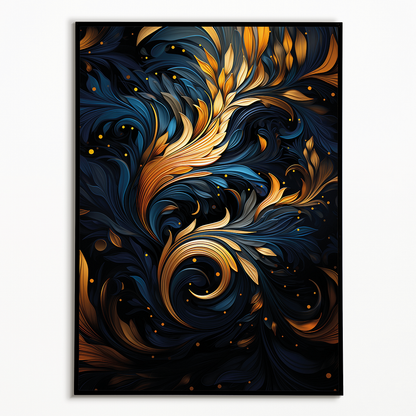 Gold and blue art deco pattern  - Art Print