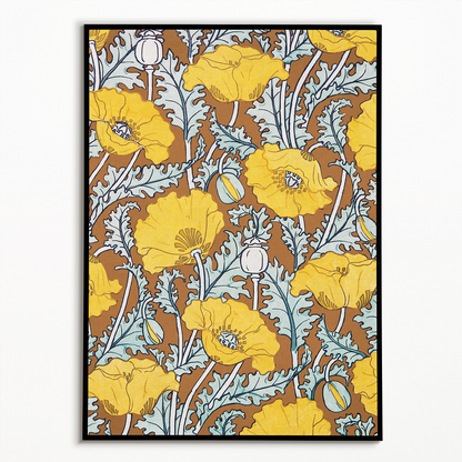 Art nouveau poppy flowerpattern - Art Print
