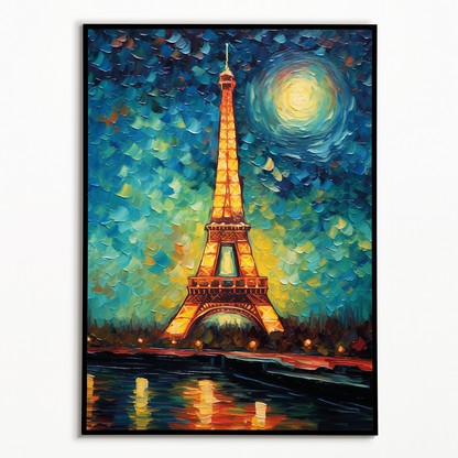 Eiffel tower during the night in Van Gogh style - Art Print