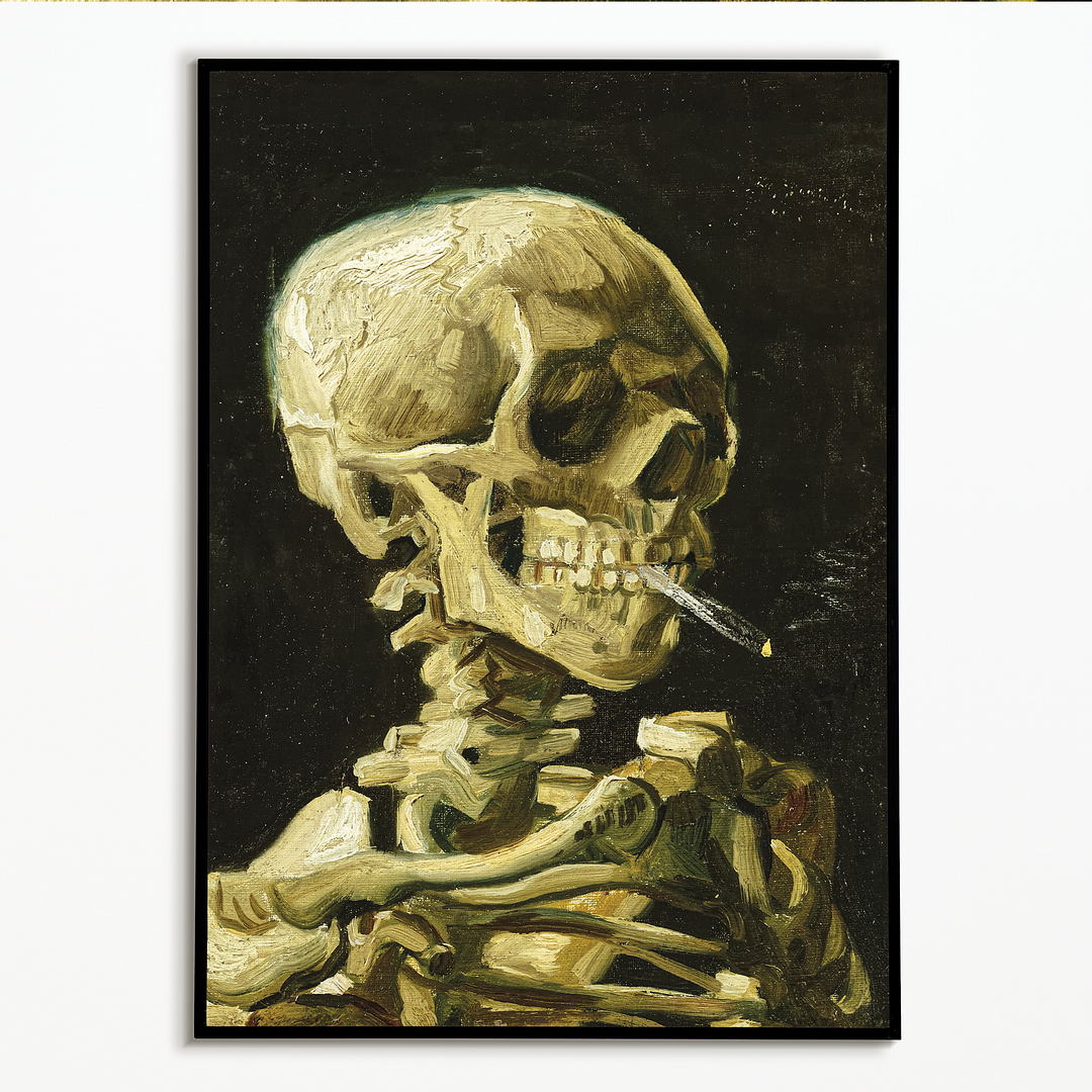 Head of a skeleton with a burning cigarette By Vincent Van Gogh - Art Print