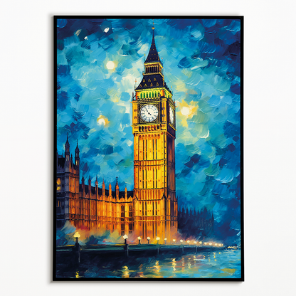 The Big Ben painting at night in Van Gogh style - Art Print