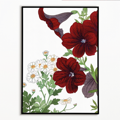 Matricaria & Salpiglossis By Tanigami Kônan Art-Print