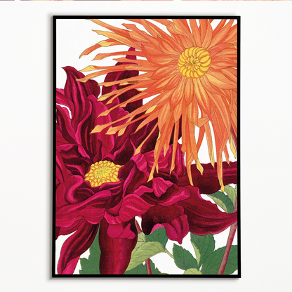 Dahlia flowers By Tanigami Kônan Art-Print