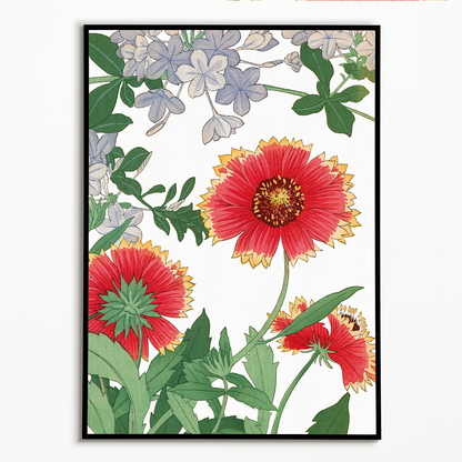 Blanket flower & Plumbago  By Tanigami Kônan Art-Print