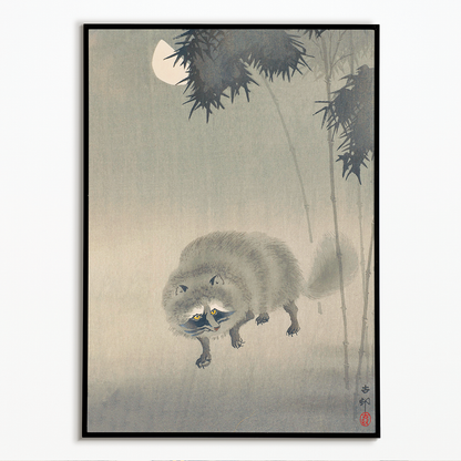 Badger And Bamboo By Ohara Koson - Art Print