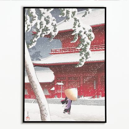 Zojo Temple in Snow, Shiba By Kawase Hasui - Art Print