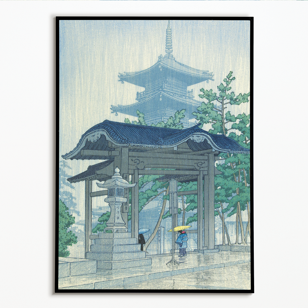 Zentsuji Temple In The Rain By Kawase Hasui - Art Print