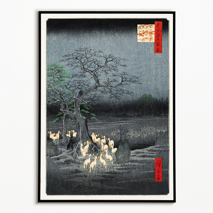 Foxes Meeting at Oji By Utagawa Hiroshige - Art Print