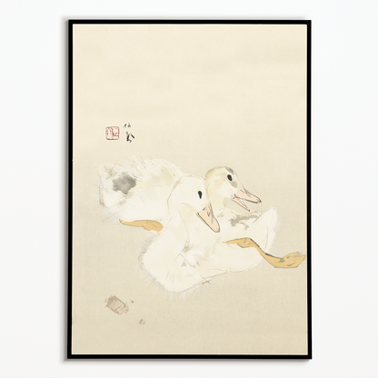 Two baby ducks By Takeuchi Seihō - Art Print