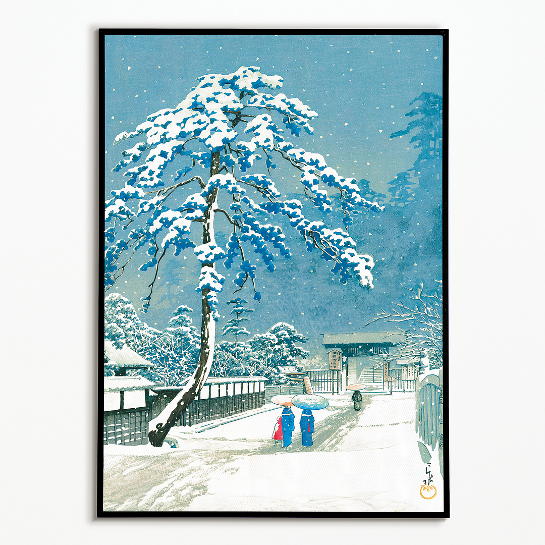 Honmonji Temple at Ikegami By Hasui Kawase - Art Print