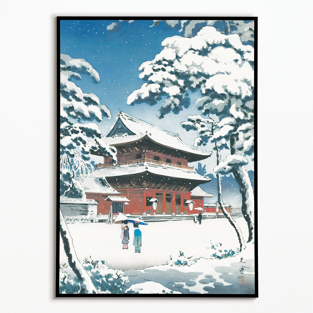 Zojo-ji Temple in Snow By Koitsu Tsuchiya - Art Print