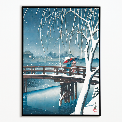 Evening Snow, Edo River By Kawase Hasui - Art Print