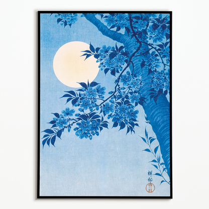 Blossoming Cherry on a Moonlit Night By Ohara Koson - Art Print