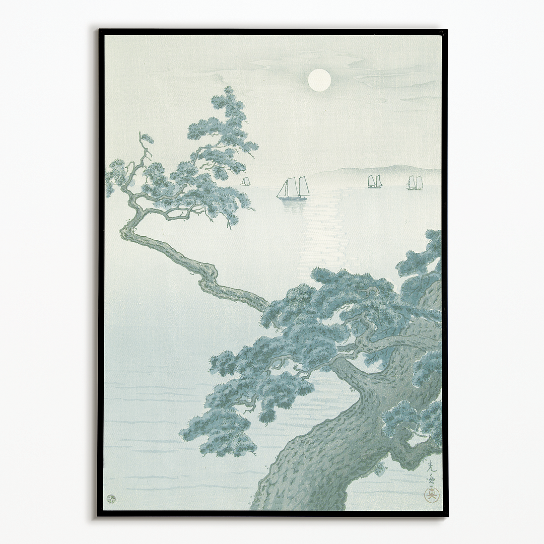 Full Moon at Akashi Beach By Tsuchiya Koitsu - Art Print