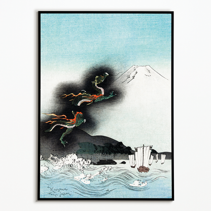 Dragon Rising Over Mount Fuji - Art Print