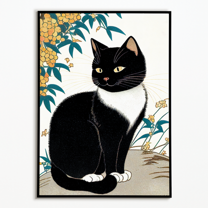 Little kitten with Forsythia - Art Print