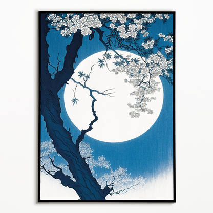 Cherry blossoms on a Moonlit Night - Art Print