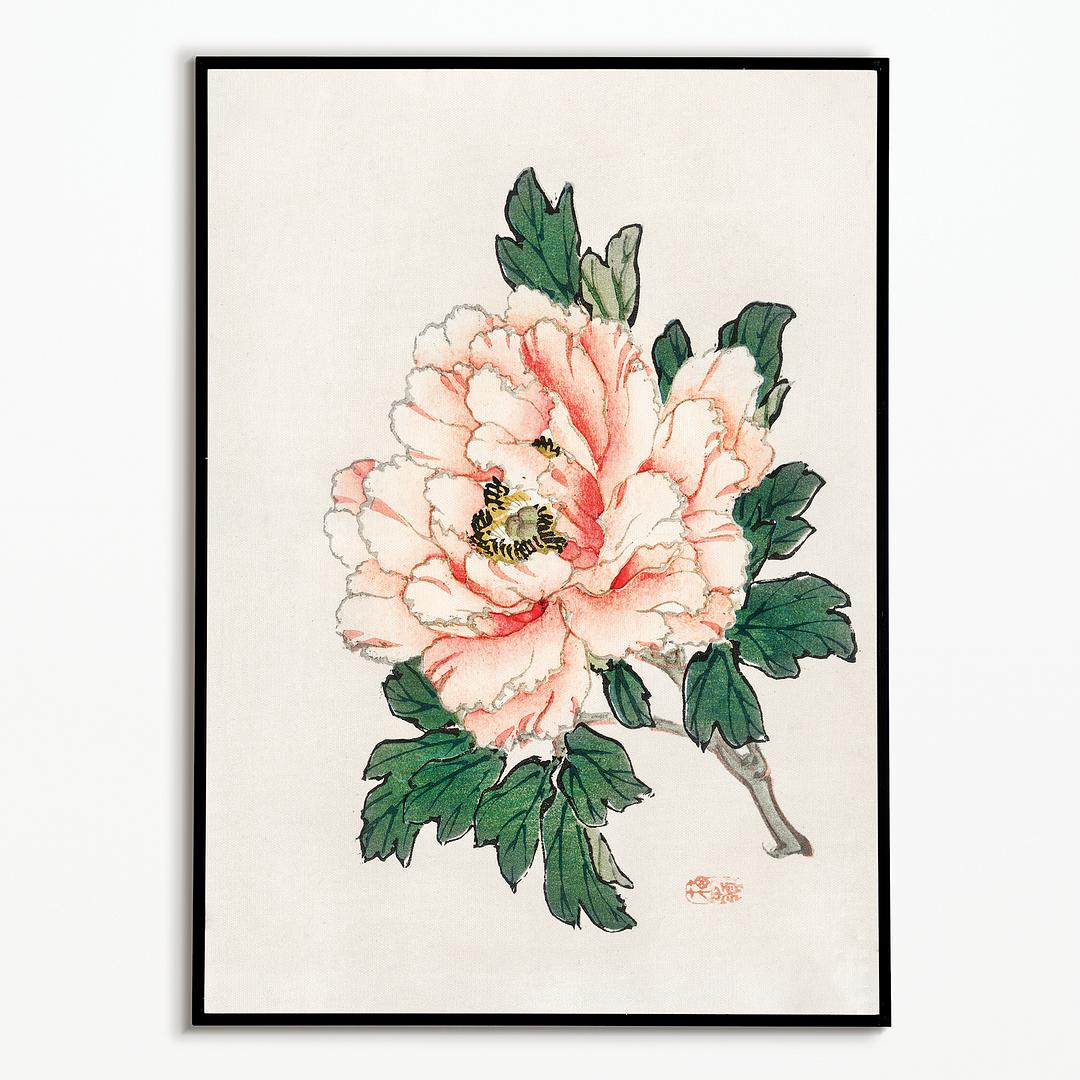 Pink rose by Kōno Bairei - Art Print