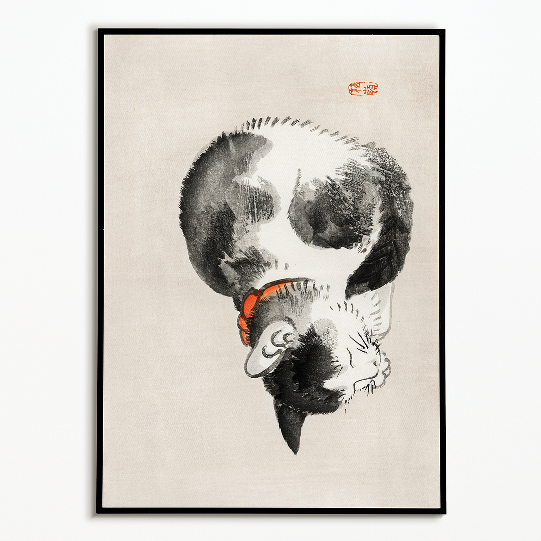 Sleeping cat by Kōno Bairei.  - Art Print