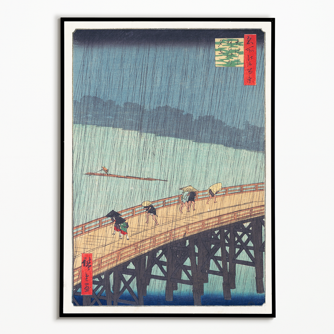 Sudden Shower over Shin-Ōhashi Bridge and Atake By Utagawa Hiroshige - Art Print